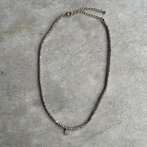 Light Grey and Gold Beaded Necklace